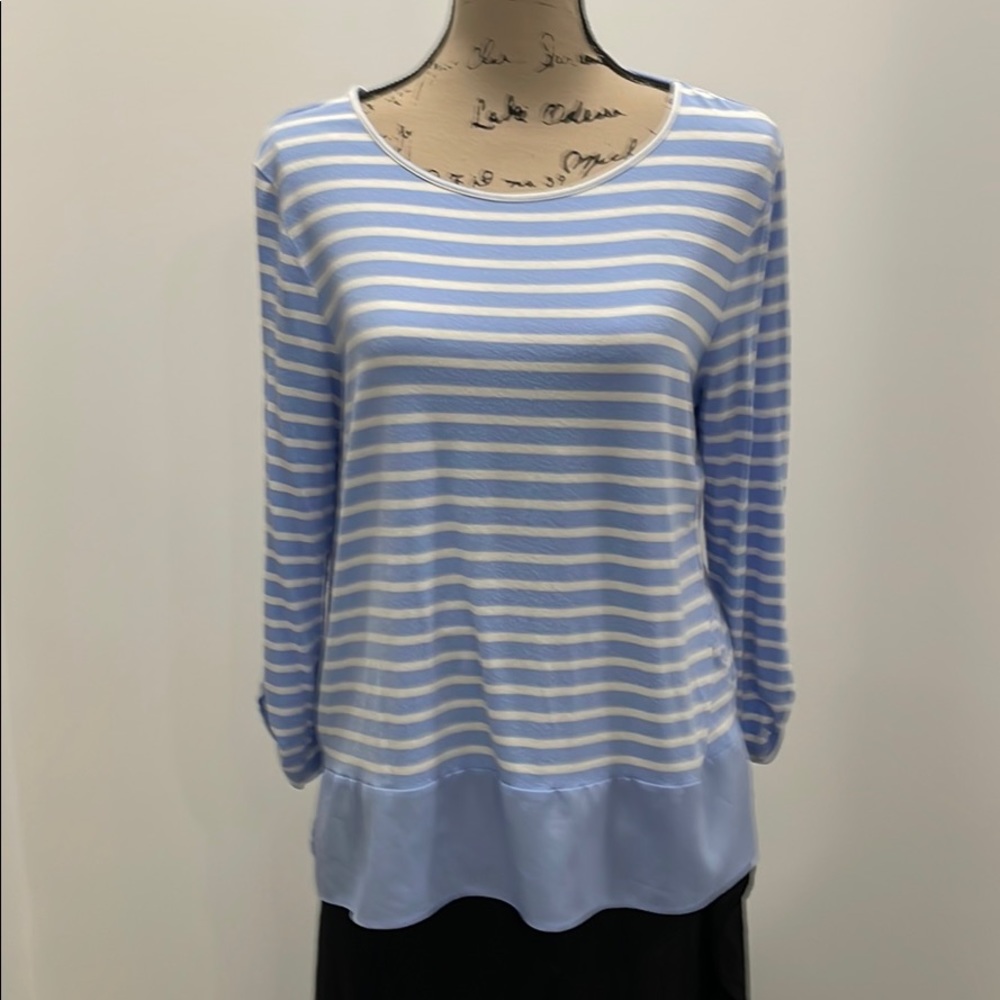 Light blue stripe Chico’s top